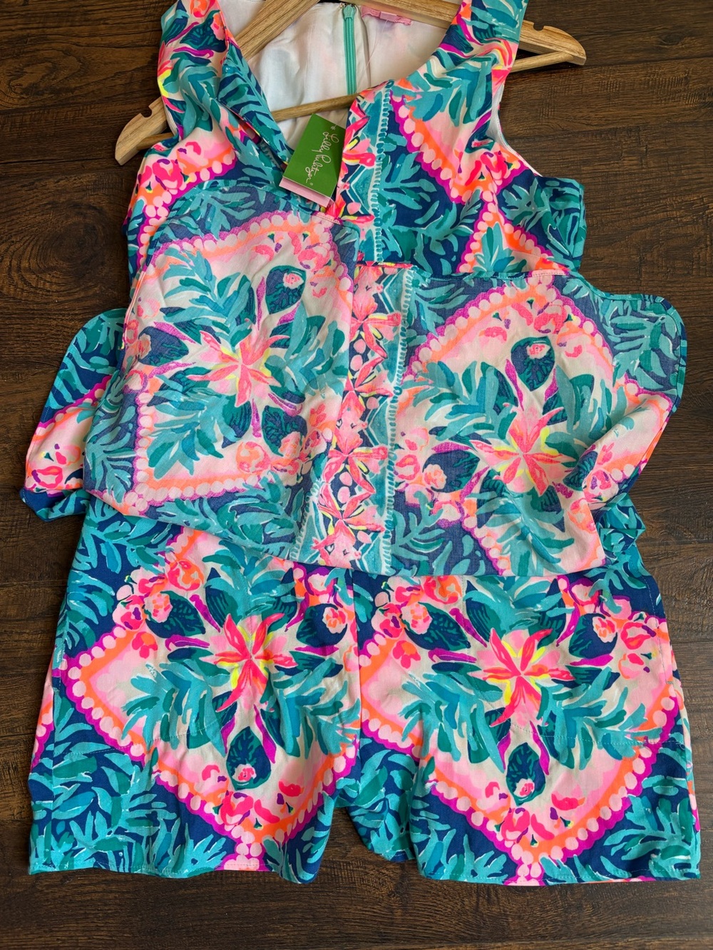 NWT Lilly Pulitzer Tanya Romper Seaside Aqua Coconut Cove Size 10 - Picture 12 of 12
